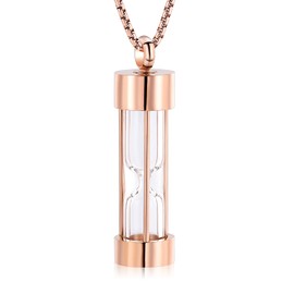 Oinsi Urn Necklace for Ashes Timeless Hourglass Cremation Jewelry for Women Men Memorial Pendant Keepsake for Human Pet Ashes (Rose gold)