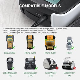 ycwwzzh 9V AC/DC Power Adapter Charger Compatible for DYMO LabelManager LM-160 500TS 100 150 220 P 350 LM210D LM-200, Rhino 6000 5200 4200 Handheld Label Maker Printer Charger 15519 40077 Power Cord