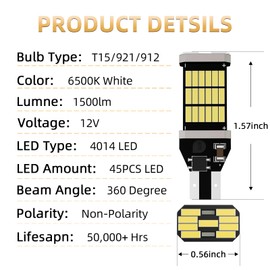 CEXHEHD 2pcs CRV Reverse LED Bulbs Fit for Honda CRV 2017 2018 2019 2020 2021 Back Up Reverse Lights Xenon White, Pack of 2