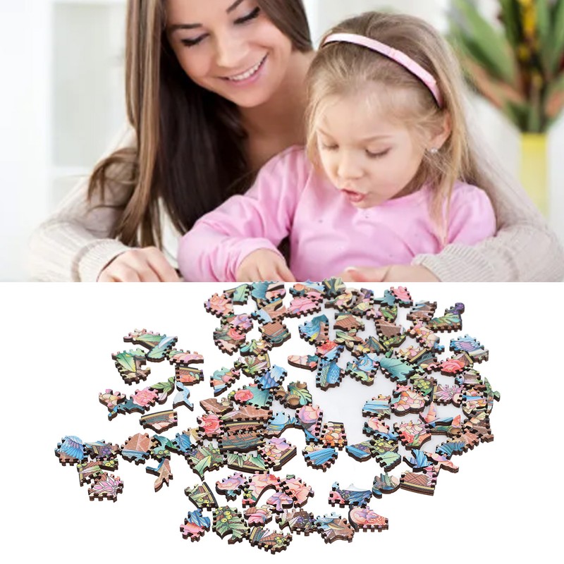 100 Piece Wooden Animal Jigsaw Puzzle Round Shaped Educational Hand