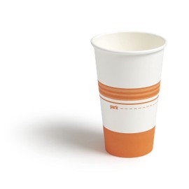 Perk PK54368CT Paper Hot Cup, 16 Oz., White/Orange, 500/Carton