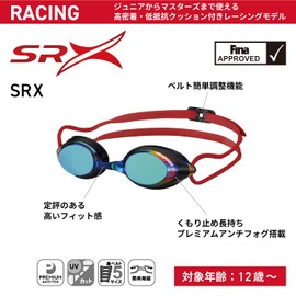 Swans SRX-NPAF BL Swimming Goggles, Made in Japan, Blue, Racing, Cushioned, Fina Certified