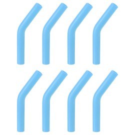 uxcell 8pcs Silicone Straw Tips, Silicone Straw Elbows Tip, Soft Reusable Metal Straw Covers Fit for 6mm/0.24" OD Stainless Steel Straws, Sky Blue