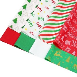 120 Sheets Christmas Tissue Paper for Gift Bags, 20" x 14" Red Green White Wrapping Tissue Paper with 8 Different Designs for Christmas Gift Wrapping Holiday Decoration DIY Craft