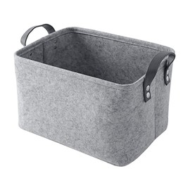 Ritte Storage Basket, Felt Storage Basket, Foldable Storage Box, Storage Box with Handle, Storage Basket for Children's Room, Home, Office, Cupboard, Toy, Clothes, Grey