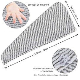 2 Pack Bamboo Hair Towel Wrap, MOIHSING Microfiber Hair Drying Shower Turban with Buttons,Super Absorbent Quick Dry Hair Towels for Curly Long Thick Hair,Rapid Dry Head Towel Wrap for Women Anti Frizz