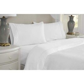 Pointehaven 525 Thread Count 100% Long Staple Cotton Oversized Queen White Deep Pocket Super Soft Sateen 4 pc Sheet Set