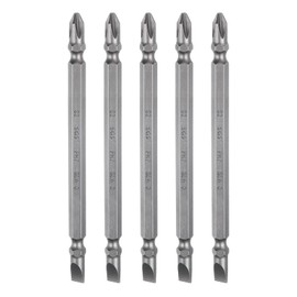 HARFINGTON 5pcs Magnetic Double Ended Screwdriver Bit 6mm PH2/SL6 4.33" Length 1/4" Hex Shank S2 Steel Phillips Cross Slotted Flat Screw Driver Bit