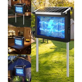 Solar Bug Zapper Outdoor, PhatroyYee Mosquito Zapper 4500V, Waterproof Portable Fly Zapper, Rechargeable Electric Mosquito Killer, Cordless Fly Insect Mosquitos Trap for Patio Yard Home Garden Camping