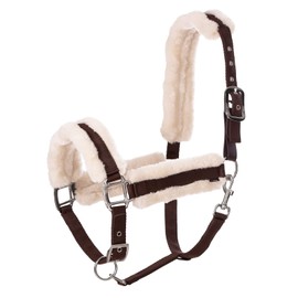 Equinavia Valkyrie Soft Ultra Fleece Padded Adjustable Breakaway Horse Halter - Brown/Ivory White - Warmblood