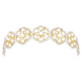 Aheli Traditional Gold Plated White Kundan Pearl Studded Matha Patti Hair Accessories for Girls & Women