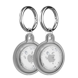 AXFEE 2 Pack 360° Protective Case for AirTag, Waterproof TPU AirTag Holder Case, Shockproof Anti-Scratch Case with Keyring and Metal Catabiner, Air Tag Holder Protective Cover for Kids, Key, Bag