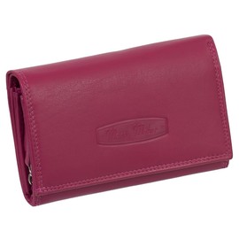 Ledershop24 Women's Leather Purse Long Various Colours Gift Set + Exclusive Keyring, Pink, Modern