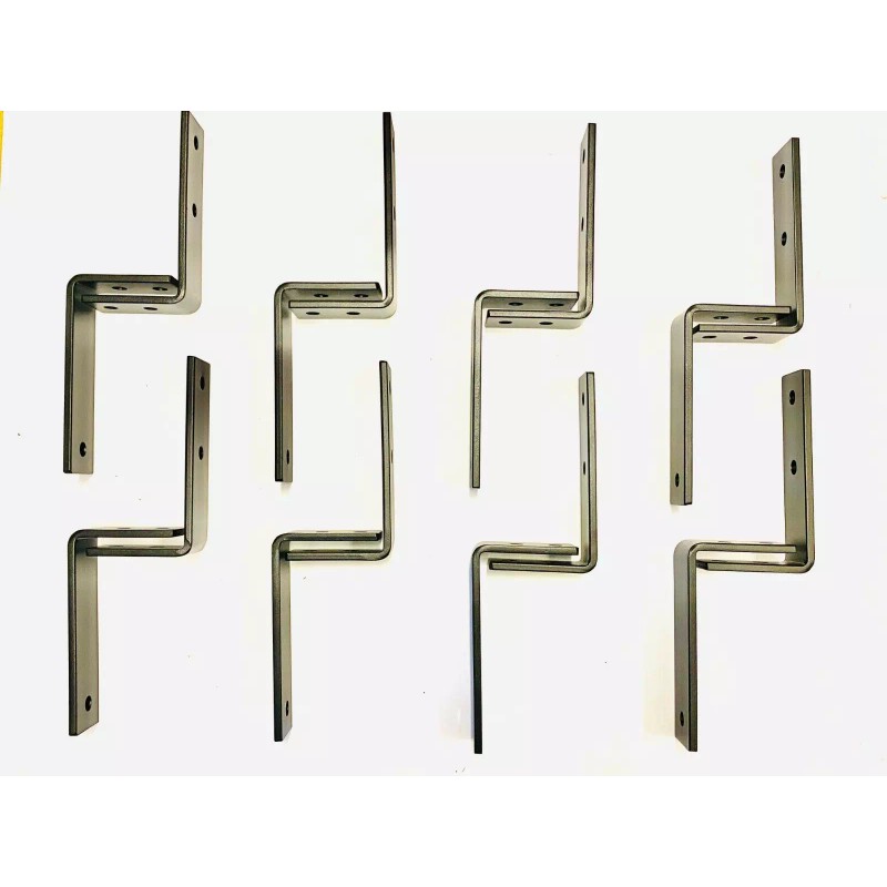 G&J 8 Packs Bypass Door Bracket Wall-Mount Black Steel for