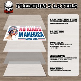 No Kings in America Since 1776 | Bumper Sticker or Car Magnet | Political Joke Humor Magnet for Bumper Sticker Trucks Cars [7.5x3.75]