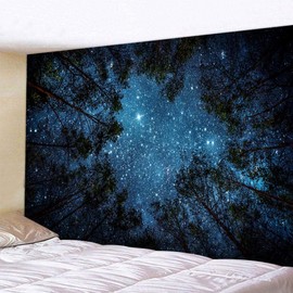 BOYOUTH Tapestry Wall Hanging,Psychedelic 3D Starry Sky Forest Photos Digital Print Wall Tapestry Home Decor for Living Room Bedroom Dorm,78.7" Wide By 59.1" High
