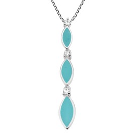AeraVida Classy Elegant Green Marquise with Cubic Zirconia Crystal 925 Sterling Silver Layering Necklace, 18 inch