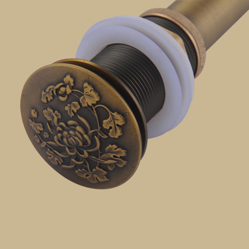 Antique Brass Pop-Up Sink Drain Decorative Carving | Renovator's Supply