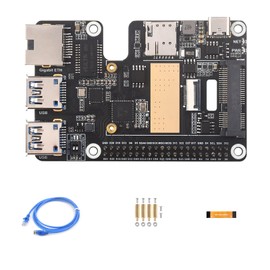 PCIe to MiniPCIe / RJ45 Gigabit Ethernet/USB 3.2 Gen1 HAT Ports Adapter Fits Raspberry Pi 5 Supports MiniPCIe Interface 4G Module High-Speed Networking for Raspberry Pi 5 HAT