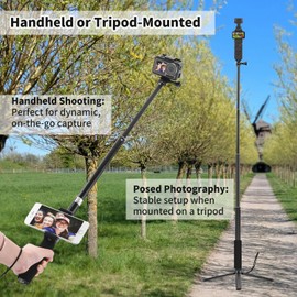 uconsmimo 36 inch Retractable Selfie Stick+Tripod Mount for DJI Osmo Pocket 3, Extension Rod+Tripod Kit+Phone Holder,for OSMO Pocket 3 Accessories