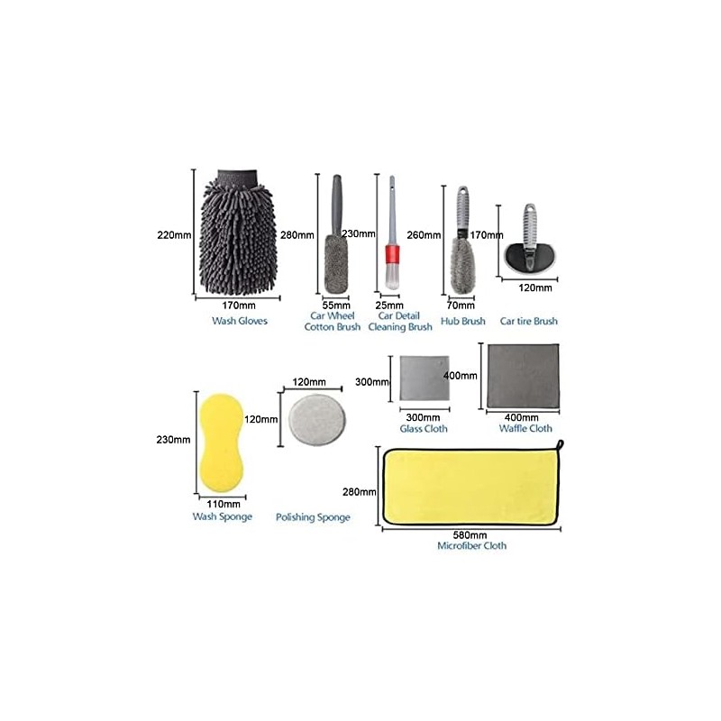 12Pcs Kit De Herramientas De Limpieza para Lavado De Autos