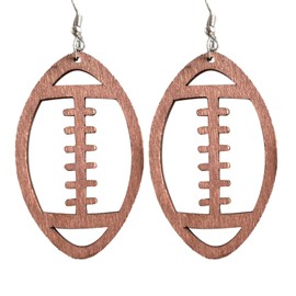 Dainty Football Wooden Dangle Earrings Hollow Sports Lover Football Shape Wood Earrings for Women Jewelry(C)