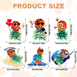 6pcs Upside Down Pineapple Cruise Magnet, Funny Cruise Door Magnets Refrigerator Magnets Pineapple Fridge Decorations Magnetic Door Sign for Refrigerator Decor(Summer Vacation Style)