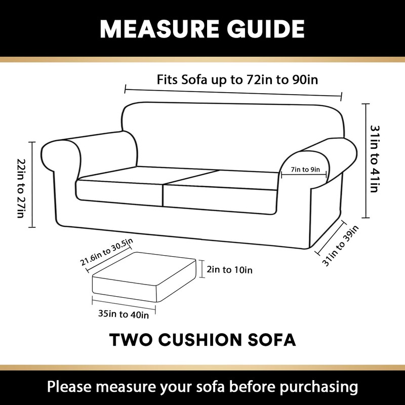 PrinceDeco Couch Cover Velvet Plush Sofa Covers for 2 Cushion