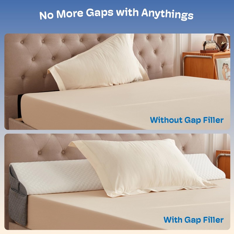 Simpledad King Size Wedge Pillow Headboard for Bed Gap Filler,