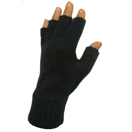 Jean Junction Ladies Hot Thermal Fingerless Gloves 100% Acrylic 7 Colours (Black)