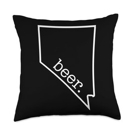 Beer Micro Brewery Drink Local Beer Drinker Tshirt Craft Lover Beer State of Nevada Men Women Throw Pillow, 18x18, Multicolor