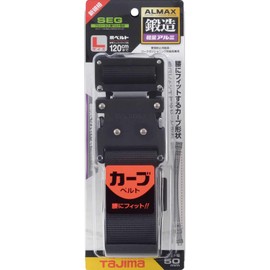 Tajima BWBCL145-BK New Standard Safety Belt, L Size, Black, Length 57.1 inches (145 cm), Curved Shape Fits Easily to the Body, Forged One Touch Black Buckle, Strong Waist Thick Nylon Belt