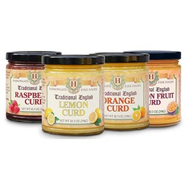 Harrowgate Traditional English Curds - 4 pack variety - Lemon, Orange, Raspberry, Passion Fruit