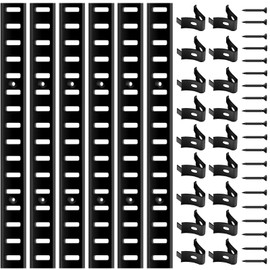 6 Pcs 36 Inch Shelf Pilaster Adjustable Shelf Brackets Stainless Steel Mortise Mount Pilaster Strip Standards with 12 Shelf Clips and Screws for Wall Shelving System Closet Organization Storage