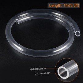MECCANIXITY PVC Transparent Hose Vinyl Tubing 15mm ID 20mm OD 1m Flexible Lightweight for Water Tube,Air Tube