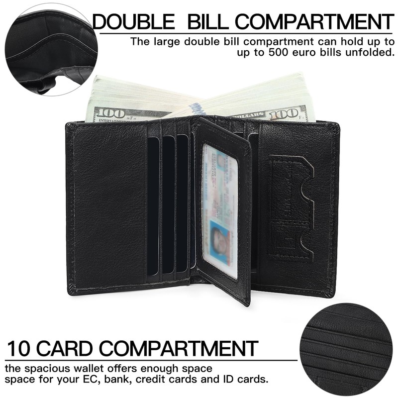SENDEFN Men's Leather Wallet with RFID Protection - Men's Wallet