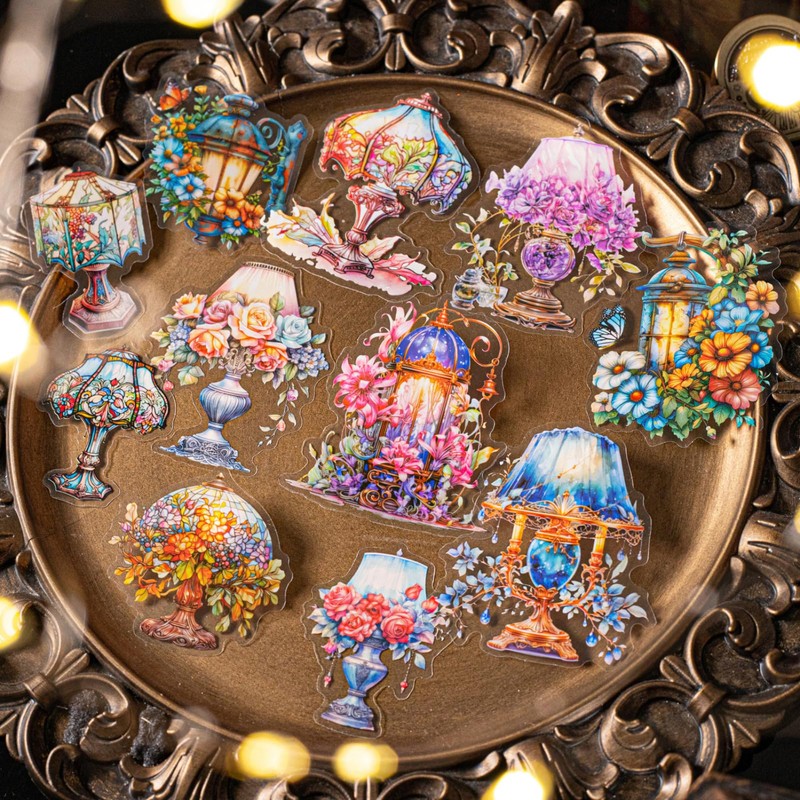 Zolarkar Floral and Stand Collage Material, 60 Pieces, Retro Lamp,