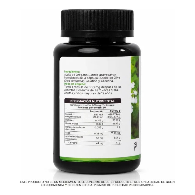 Pacalli Aceite De Orégano 88% Carvacrol · 60 Cápsulas