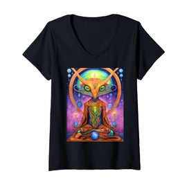 Womens Ayahuasca - Awakening to the Depths of Cosmic Consciousness V-Neck T-Shirt