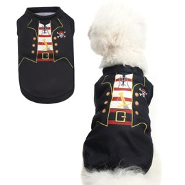BINGPET Dog Shirt,Cute Pirate Costume Print Stretchy Dog T-Shirts,Lightweight Sleeveless Dog Tank Top Vest,Soft Breathable Puppy Sweatshirt,Dog Clothes Dog Shirts for Small Medium Dogs(Black,M)