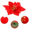 WILLBOND 36 Pieces Glitter Poinsettia Christmas Tree Ornament Christmas Flowers