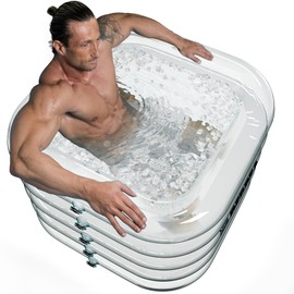 REBREA Inflatable Ice Bath Tub -Large Clear See Through -Ice Plunge Tub for Cold Water Therapy - Portable Cold Plunge Tub - Indoor & Outdoor - Inflatable Tub for Adults - Ice Tub for Athletes