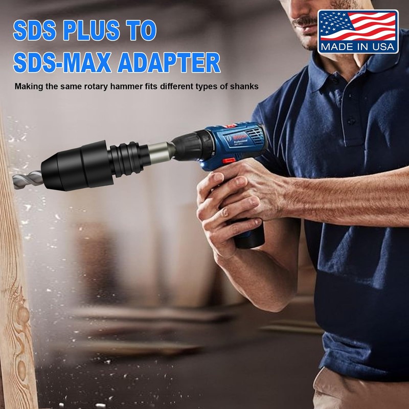 SD FACTORY SDS-Plus to SDS-Max Adapter for Rotary Hammers, 8-1/4