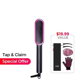 TYMO RING - Hair Straightener Comb, Styling Tool for Frizz-Free Hair, Straightening Brush with Ceramic Coating, Fast Heat-Up, Springtok:_Black