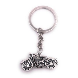 H-Customs Chopper Motorcycle Small Keyring Pendant Silver Metal