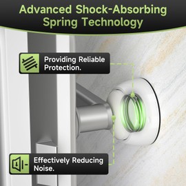 Door Stopper Wall Protector with Silicone Head, Aluminum Door Knob Wall Protector, Spring Shock Absorption Technology, 1.65" Door Stoppers for Wall, Adhesive Installation or with Screw, White