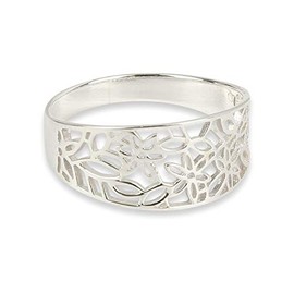 Solid 925 Sterling Silver Leaf Filigree Pattern ring in sizes G-Z comes Gift Boxed (N)