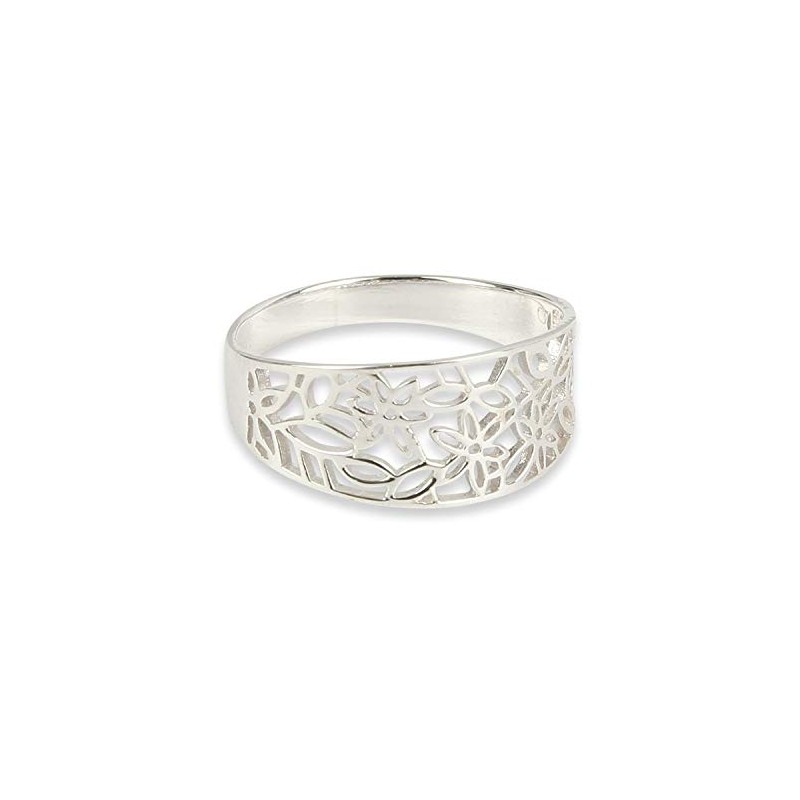 Solid 925 Sterling Silver Leaf Filigree Pattern ring in sizes