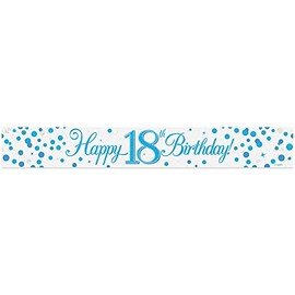 Oaktree 625822 9ft Banner 18th Sparkling Fizz Birthday Blue Holographic