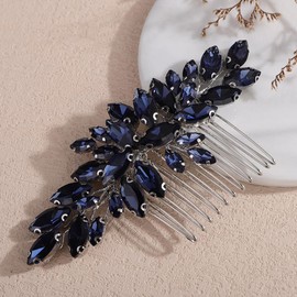 Rumtock Dark Blue Rhinestones Headpiece Hair Comb for Women Wedding Hair Accessories Special Occasion Jewelry (Dark Blue)